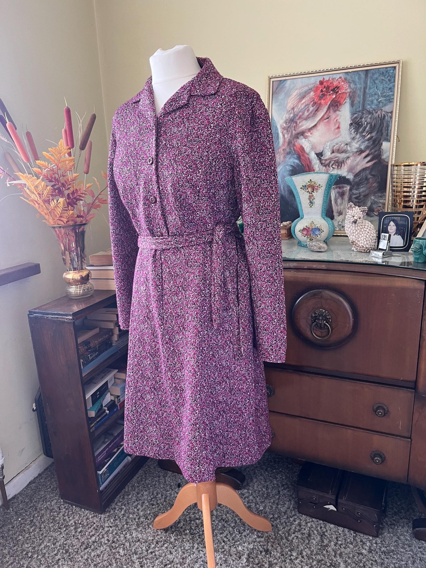 Vintage Clothing - Vintage Midi Dress 1970s - Long Sleeved - Belted Dress - Frock 33