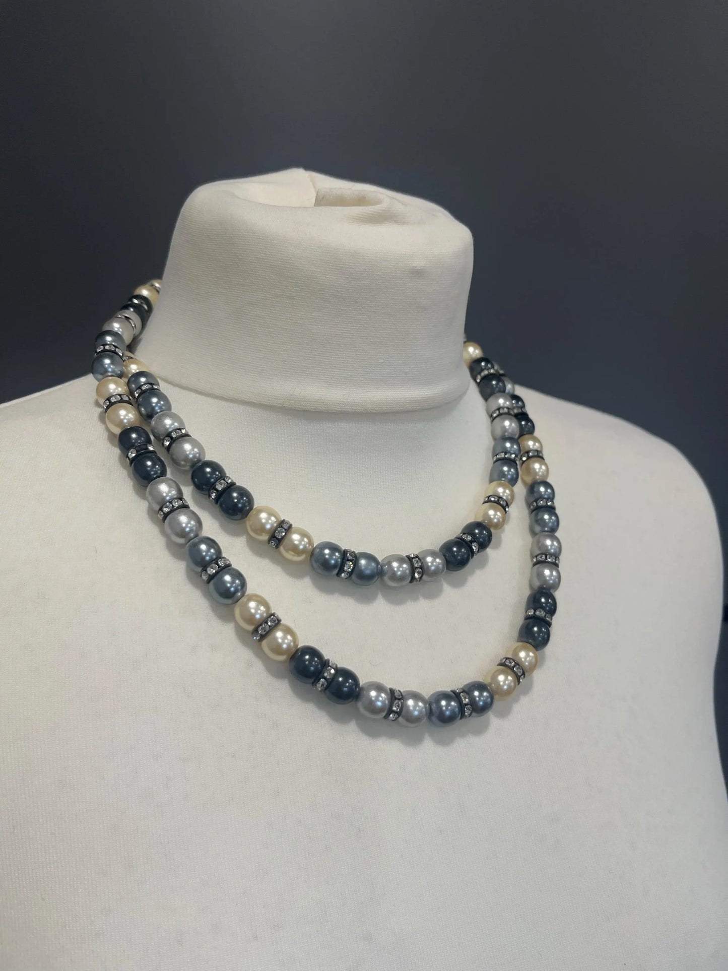 Vintage Jewellery - Vintage Double-Row Pearl Effect Necklace • Elegant Timeless Style • Statement Jewelry Frock33