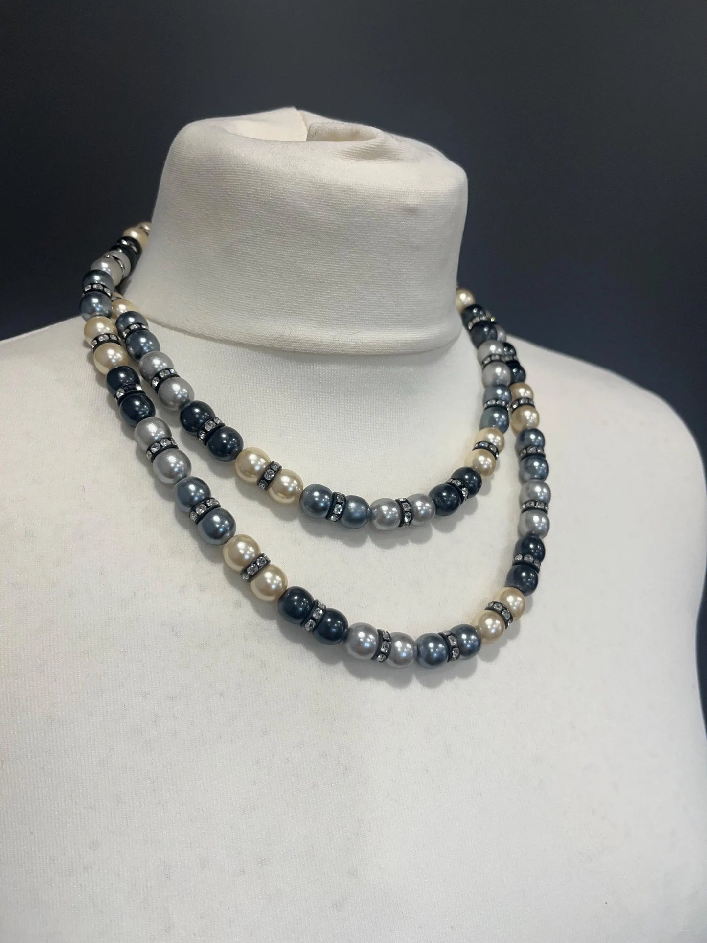 Vintage Jewellery - Vintage Double-Row Pearl Effect Necklace • Elegant Timeless Style • Statement Jewelry Frock33