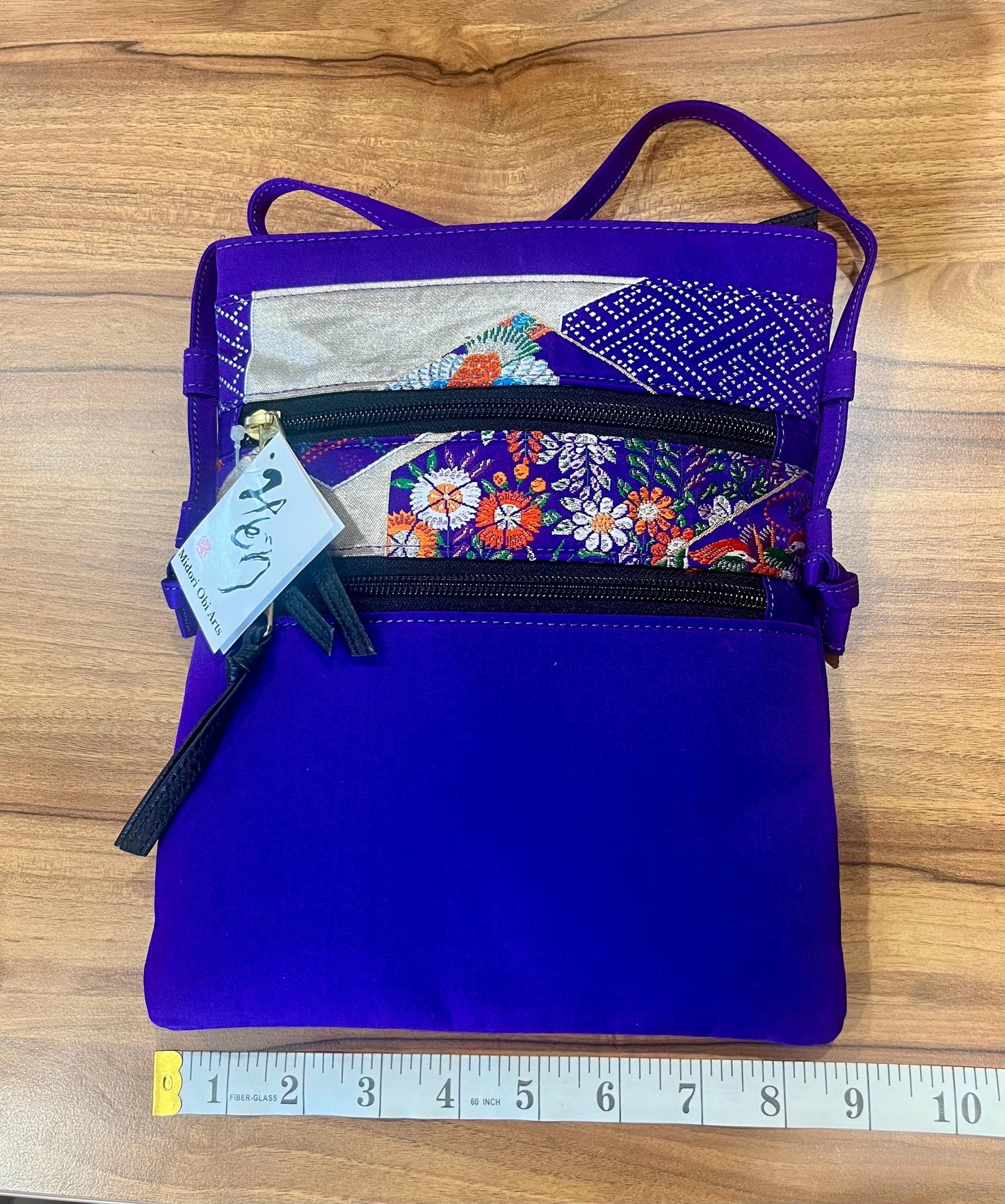 Vintage Handbag  - Japanese Silk Obi Pochette Floral Crossbody Bag by Midori International  - Frock33