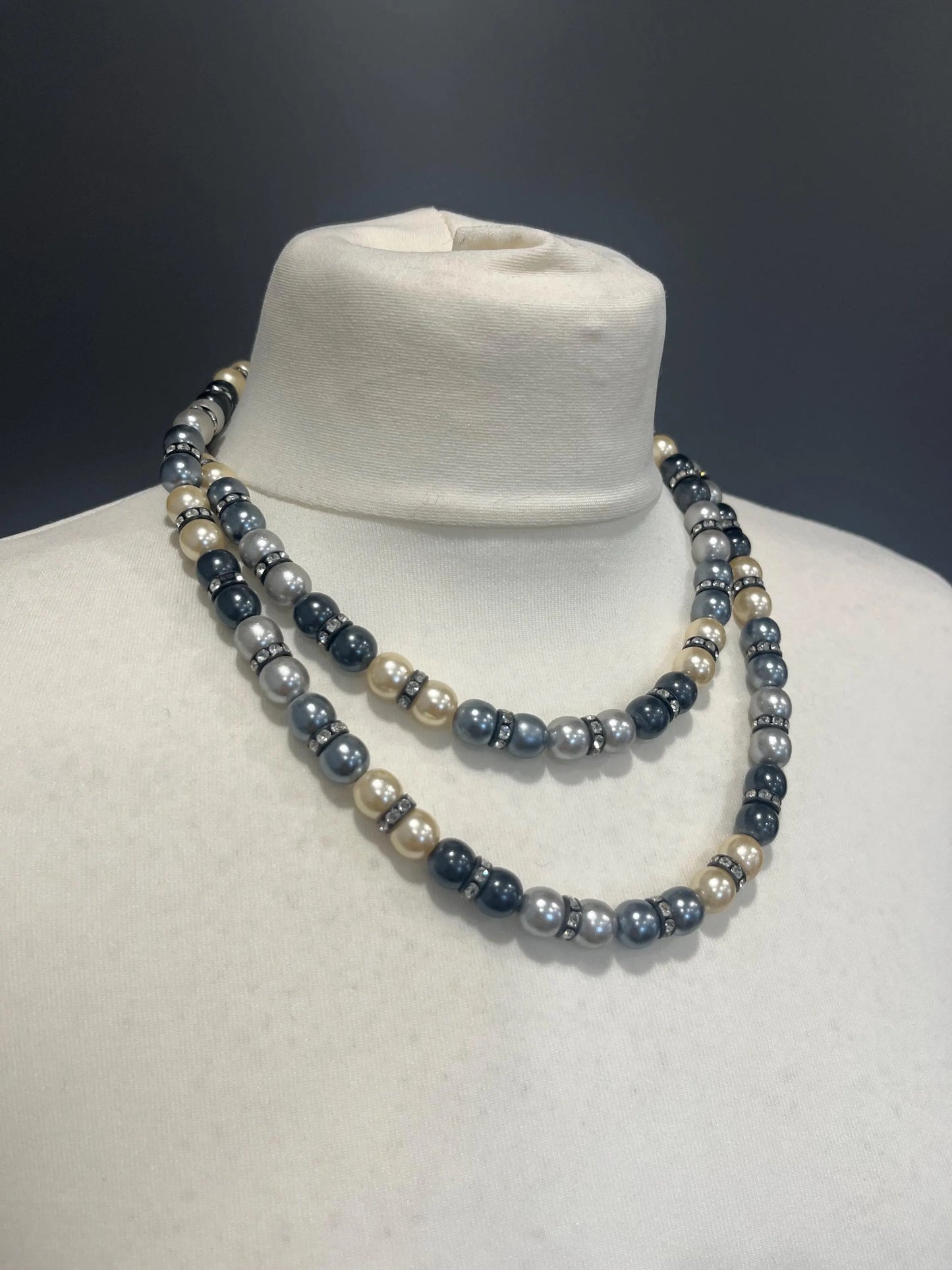 Vintage Jewellery - Vintage Double-Row Pearl Effect Necklace • Elegant Timeless Style • Statement Jewelry Frock33