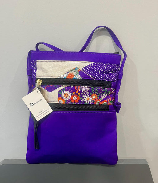 Vintage Handbag  - Japanese Silk Obi Pochette Floral Crossbody Bag by Midori International  - Frock33