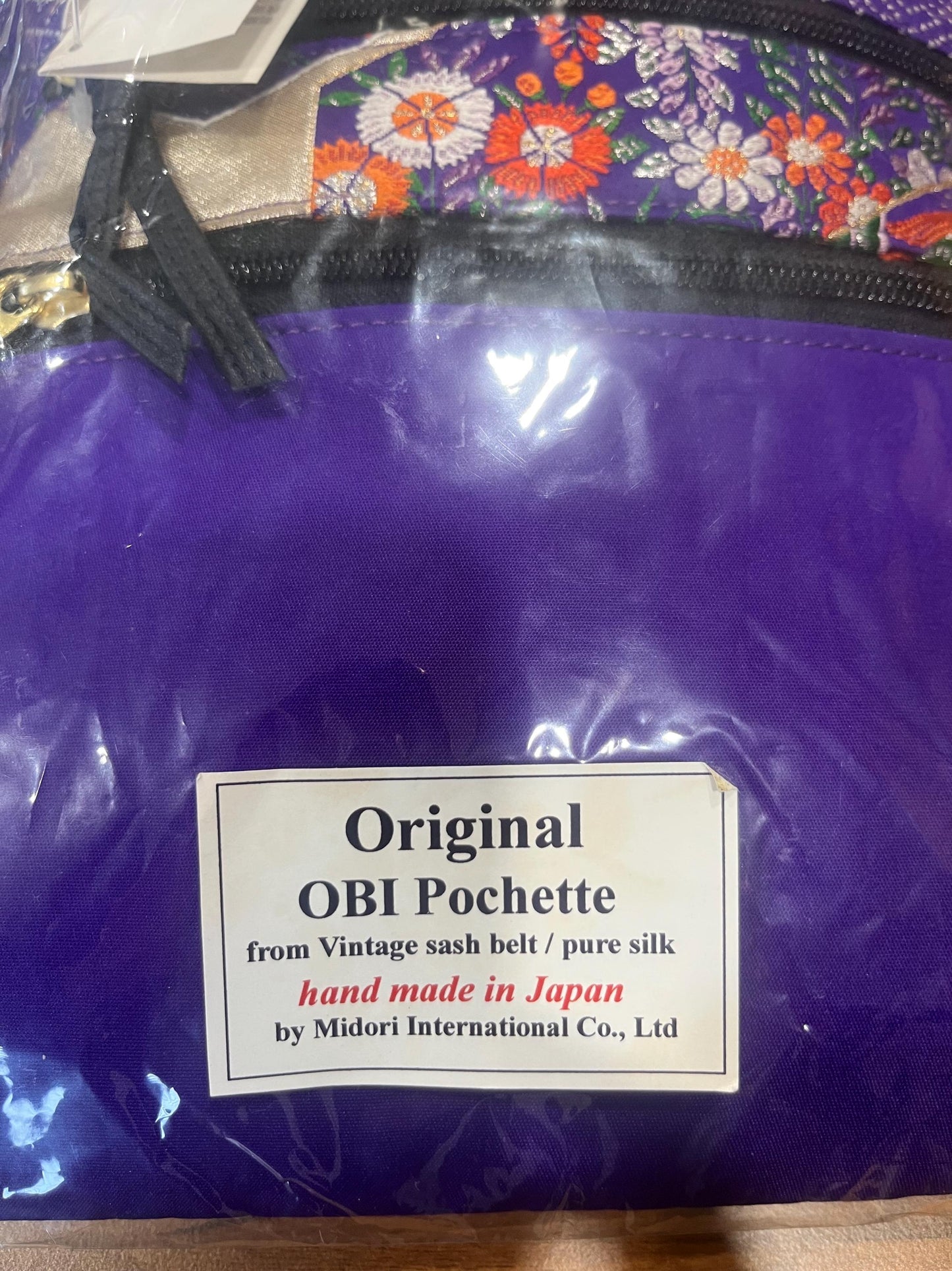 Vintage Handbag  - Japanese Silk Obi Pochette Floral Crossbody Bag by Midori International  - Frock33