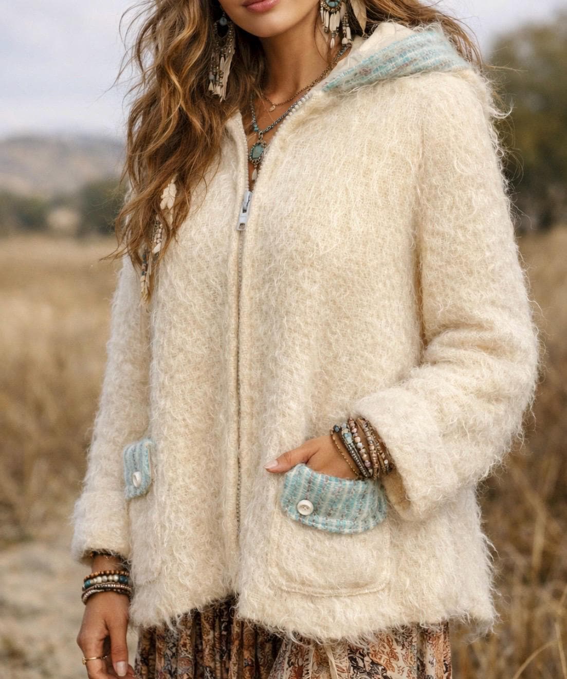 Vintage Clothing| Shacket Cardigan | Pure Mohair Wool |Bohemian 70s |Frock33