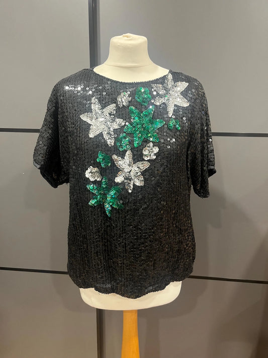 Vintage Clothing- Vintage Party Top - sequinned - size 12 - 14 - Frock33