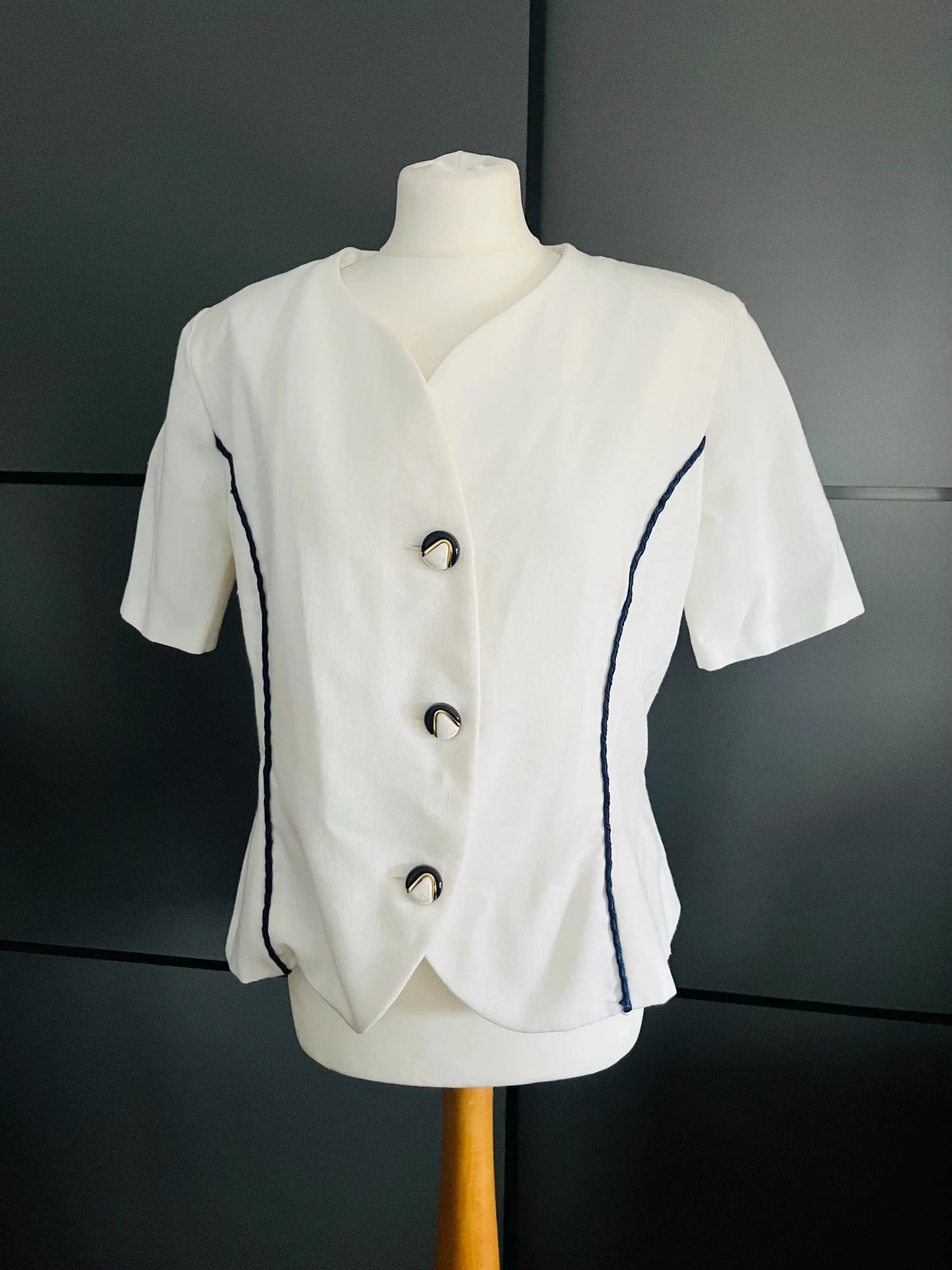 Vintage Clothing |80s Co Ord Power Suit | White & Navy |UK Size 10 |Frock33