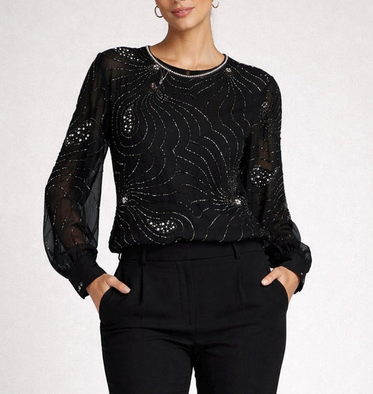 Vintage Clothing- Vintage Party Top - Silk and sequinned - size 12 Frock33