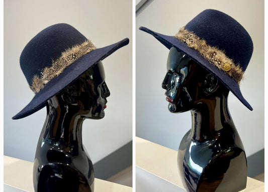 Holland and Cooper Hat | Large Brimmed Fedora | Wool Felt | Navy | Frock33