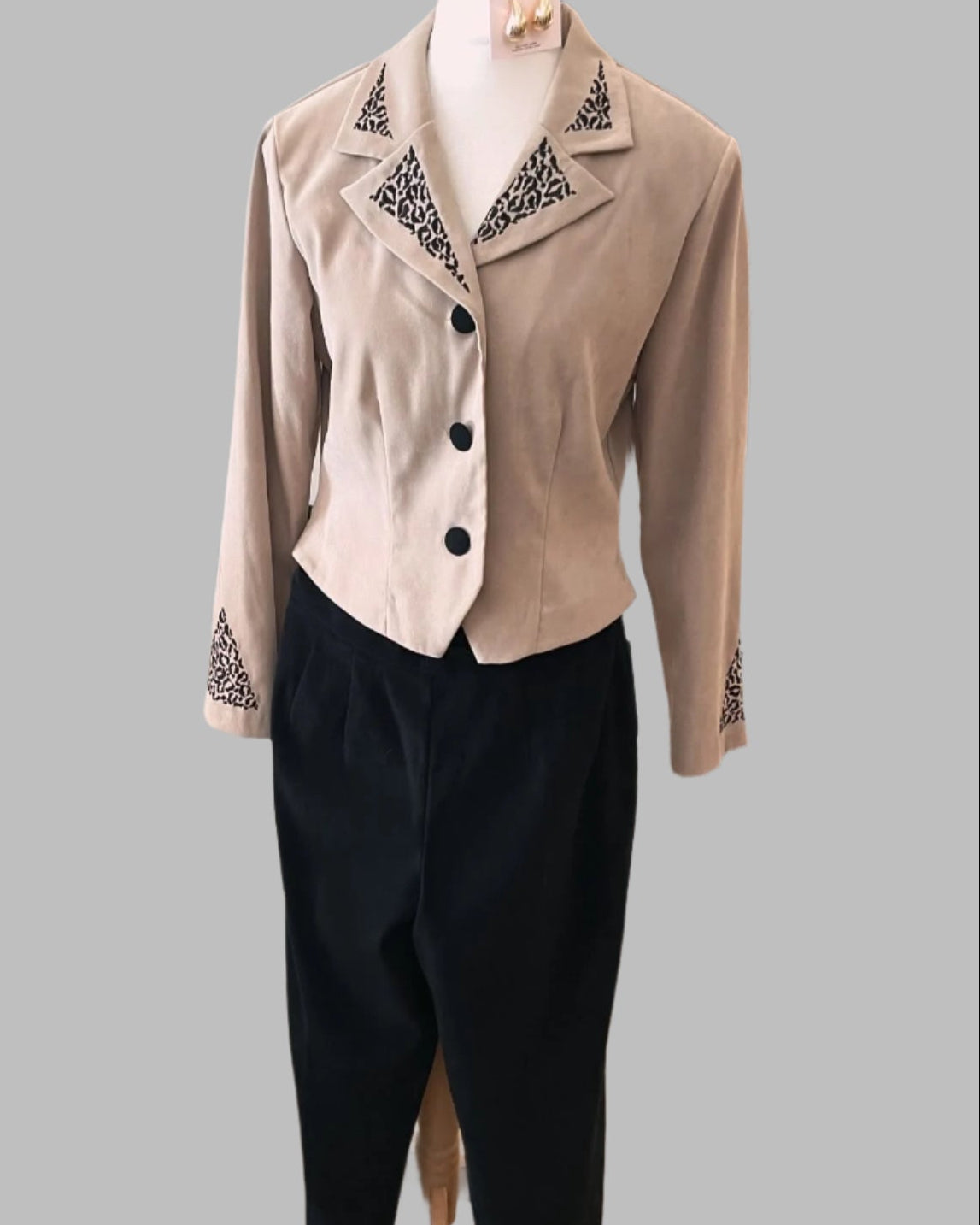 Vintage Clothing - Vintage Trouser Suit - 1980s - Animal print - petite size 8 - 10 UK - Frock33