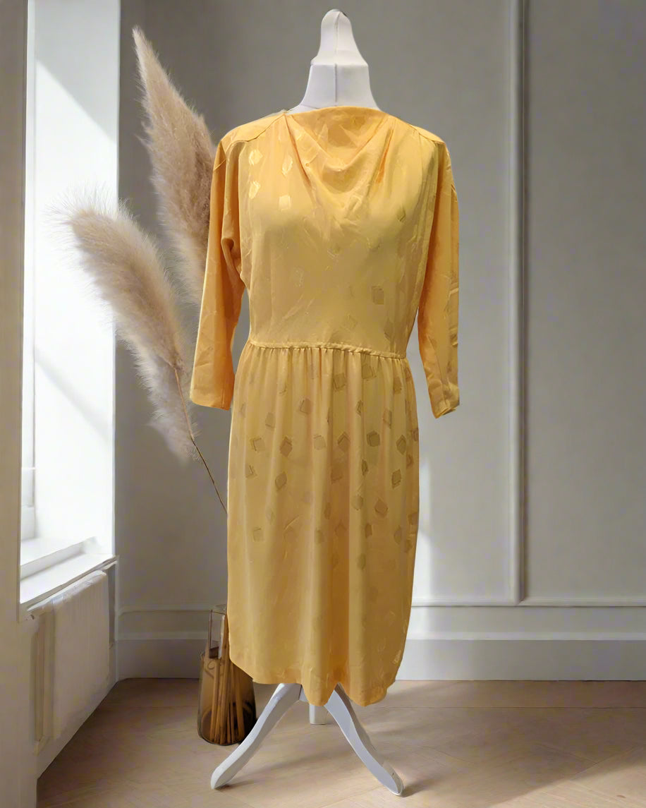 Vintage Dresses | 1980s Yellow Sunshine Midi Dress | Frock33