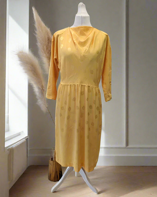 Vintage Dresses | 1980s Yellow Sunshine Midi Dress | Frock33